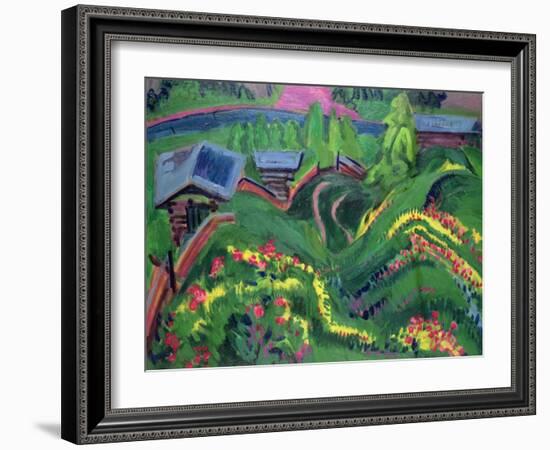 Meadows in Bloom, 1920 (Oil on Canvas)-Ernst Ludwig Kirchner-Framed Giclee Print