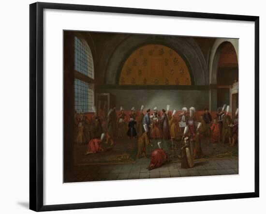 Meal in Honour of Ambassador Cornelis Calkoen-Jean Baptiste Vanmour-Framed Art Print