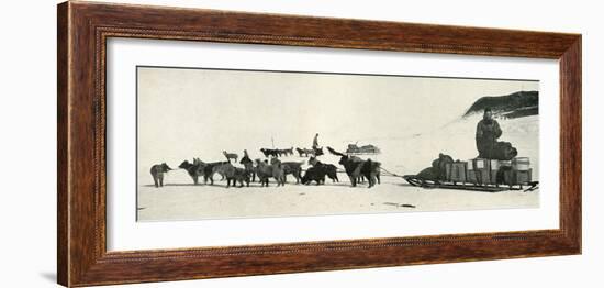 'Meares and Demetri with Their Dog Teams Leaving Hut Point', c1911, (1913)-Herbert Ponting-Framed Photographic Print