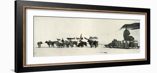 'Meares and Demetri with Their Dog Teams Leaving Hut Point', c1911, (1913)-Herbert Ponting-Framed Photographic Print