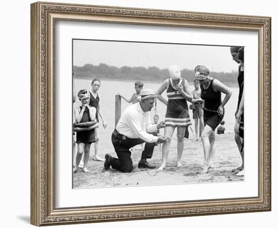 Measuring Bathing Suits, C.1922-null-Framed Photographic Print