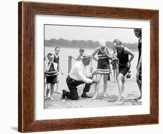 Measuring Bathing Suits, C.1922-null-Framed Photographic Print