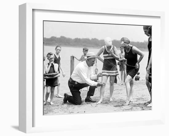 Measuring Bathing Suits, C.1922-null-Framed Photographic Print