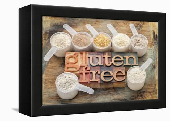 Measuring Scoops of Gluten Free Flours-PixelsAway-Framed Premier Image Canvas