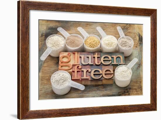 Measuring Scoops of Gluten Free Flours-PixelsAway-Framed Photographic Print