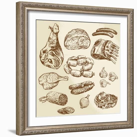 Meat - Hand Drawn Collection-canicula-Framed Art Print