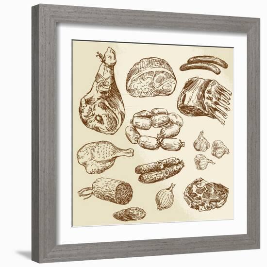 Meat - Hand Drawn Collection-canicula-Framed Art Print