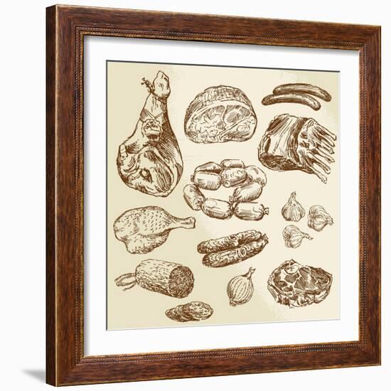 Meat - Hand Drawn Collection-canicula-Framed Art Print