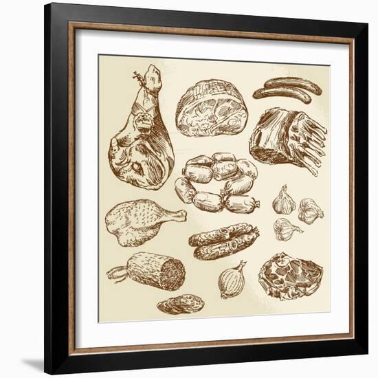 Meat - Hand Drawn Collection-canicula-Framed Art Print