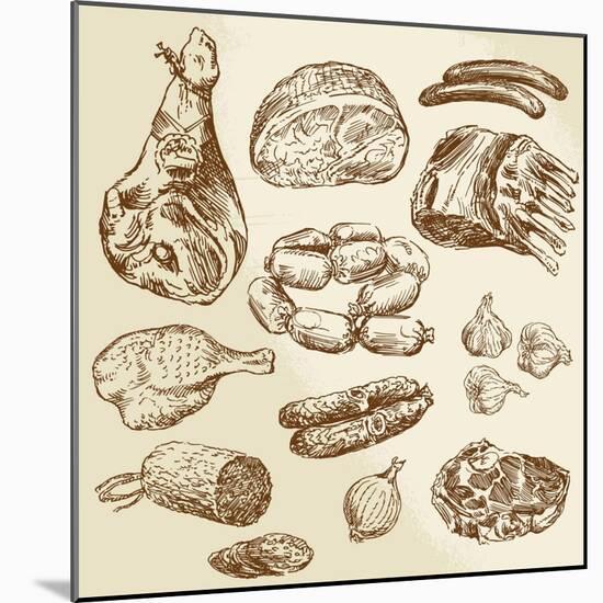 Meat - Hand Drawn Collection-canicula-Mounted Art Print