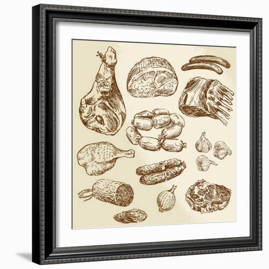 Meat - Hand Drawn Collection-canicula-Framed Art Print