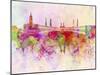 Mecca Skyline in Watercolor Background-paulrommer-Mounted Art Print