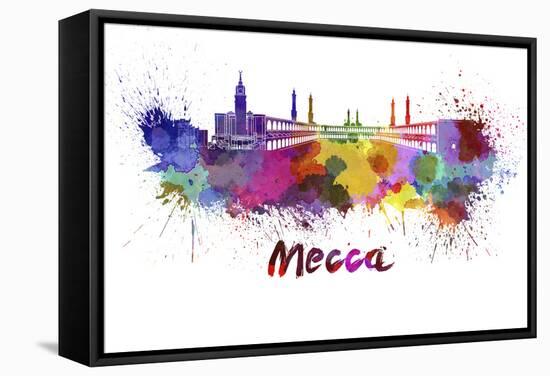 Mecca Skyline in Watercolor-paulrommer-Framed Stretched Canvas