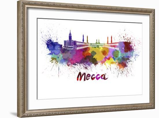 Mecca Skyline in Watercolor-paulrommer-Framed Art Print