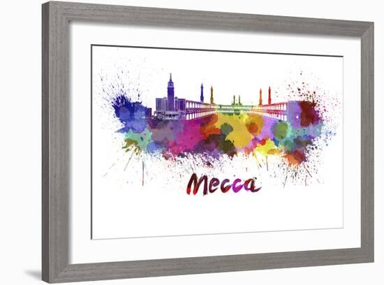 Mecca Skyline in Watercolor-paulrommer-Framed Art Print