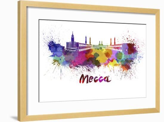 Mecca Skyline in Watercolor-paulrommer-Framed Art Print