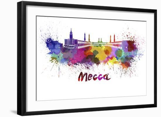 Mecca Skyline in Watercolor-paulrommer-Framed Art Print
