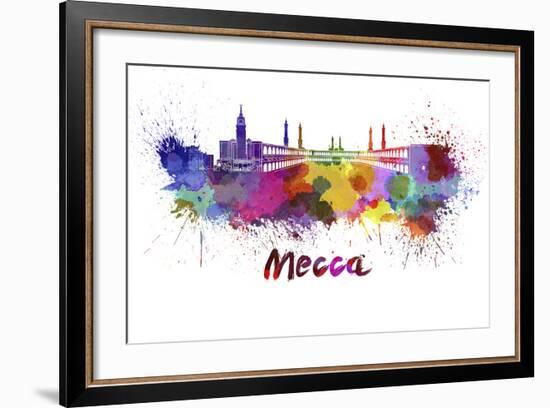 Mecca Skyline in Watercolor-paulrommer-Framed Art Print