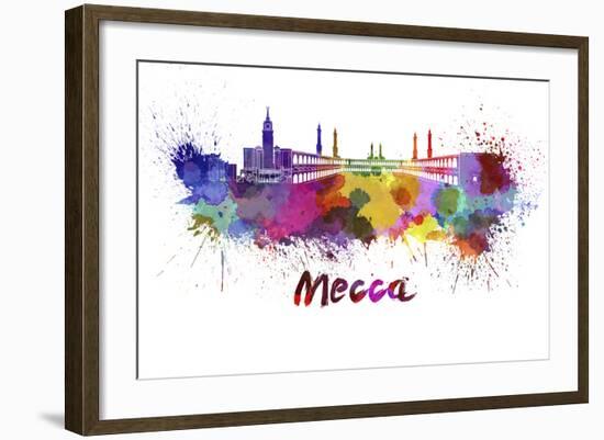 Mecca Skyline in Watercolor-paulrommer-Framed Art Print