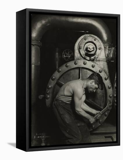 Mechanic and steam pipe, 1921 (silver gelatin print)-Lewis Wickes Hine-Framed Premier Image Canvas