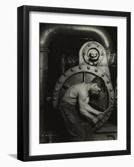 Mechanic and steam pipe, 1921 (silver gelatin print)-Lewis Wickes Hine-Framed Giclee Print