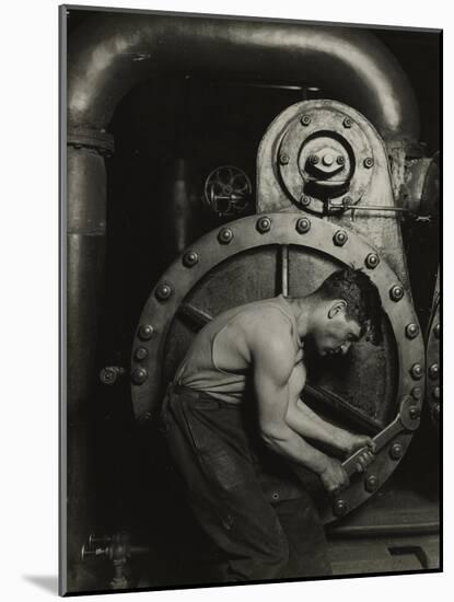 Mechanic and steam pipe, 1921 (silver gelatin print)-Lewis Wickes Hine-Mounted Giclee Print