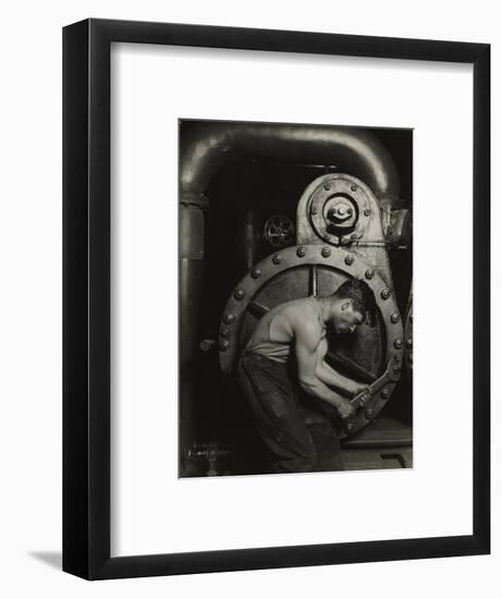 Mechanic and steam pipe, 1921 (silver gelatin print)-Lewis Wickes Hine-Framed Giclee Print
