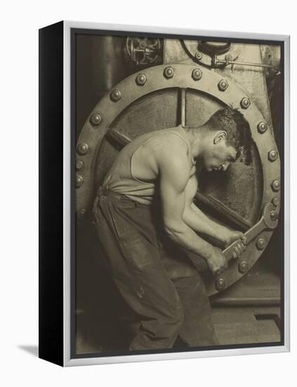 Mechanic and Steam Pump, 1921-Lewis Wickes Hine-Framed Premier Image Canvas