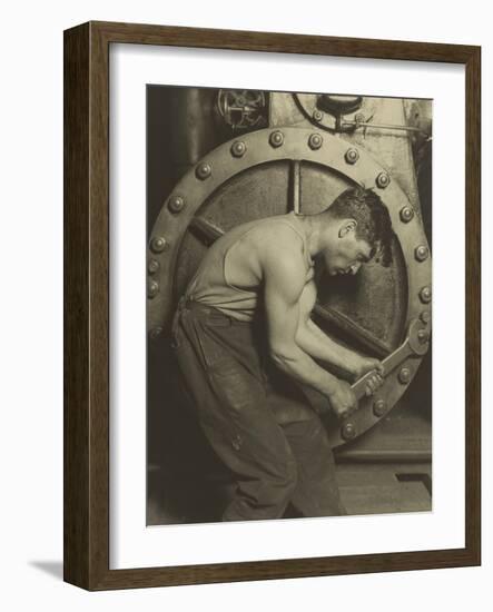 Mechanic and Steam Pump, 1921-Lewis Wickes Hine-Framed Photographic Print