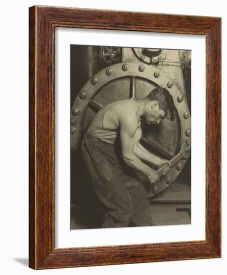 Mechanic and Steam Pump, 1921-Lewis Wickes Hine-Framed Photographic Print