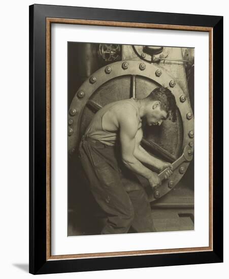 Mechanic and Steam Pump, 1921-Lewis Wickes Hine-Framed Photographic Print