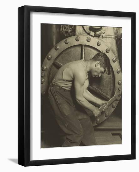 Mechanic and Steam Pump, 1921-Lewis Wickes Hine-Framed Photographic Print