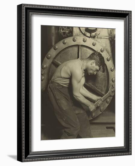 Mechanic and Steam Pump, 1921-Lewis Wickes Hine-Framed Photographic Print