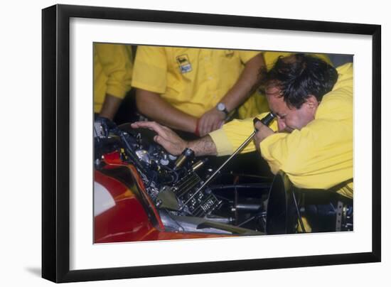 Mechanic at Work in the Ferrari Pits, 1988-null-Framed Photographic Print