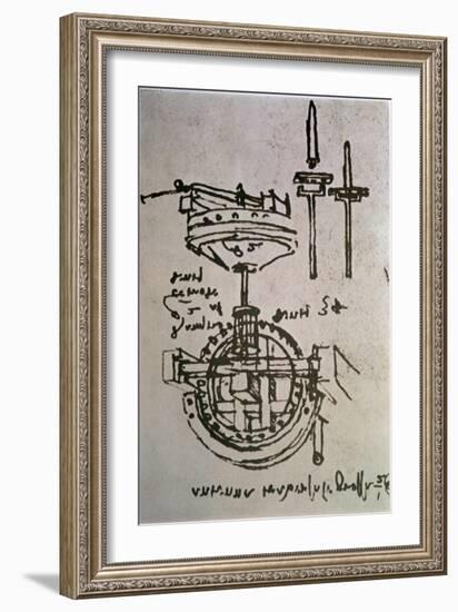 Mechanical Drawings No.3-Leonardo da Vinci-Framed Giclee Print