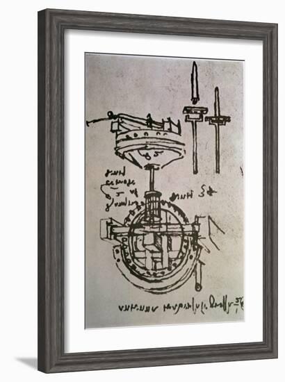 Mechanical Drawings No.3-Leonardo da Vinci-Framed Giclee Print