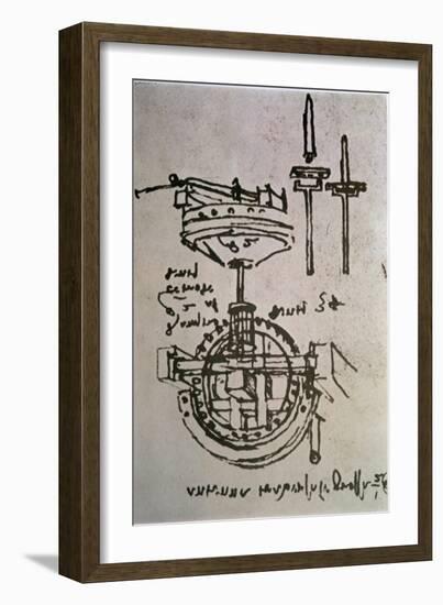 Mechanical Drawings No.3-Leonardo da Vinci-Framed Giclee Print