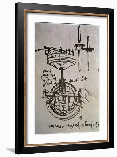 Mechanical Drawings No.3-Leonardo da Vinci-Framed Giclee Print