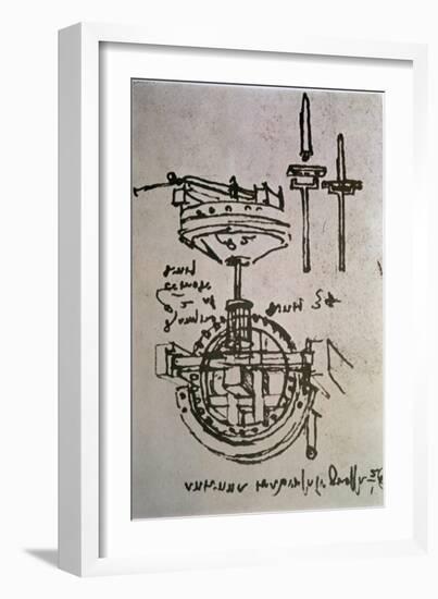 Mechanical Drawings No.3-Leonardo da Vinci-Framed Giclee Print