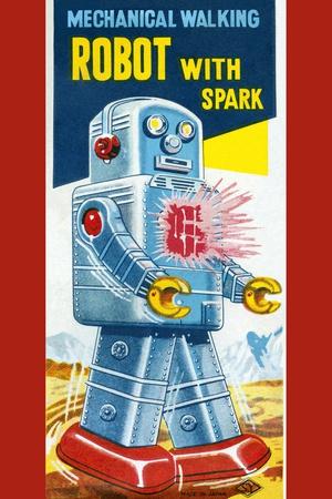 Mechanical Walking Robot with Spark' Art Print | Art.com