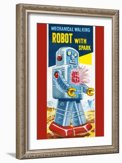 Mechanical Walking Robot with Spark-null-Framed Art Print