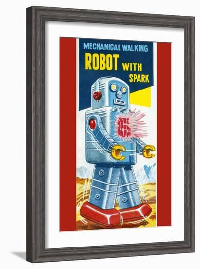 Mechanical Walking Robot with Spark-null-Framed Art Print