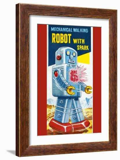 Mechanical Walking Robot with Spark-null-Framed Art Print