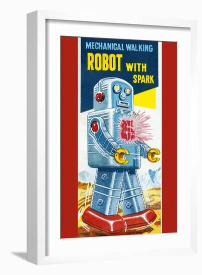 Mechanical Walking Robot with Spark-null-Framed Art Print