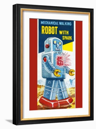 Mechanical Walking Robot with Spark-null-Framed Art Print