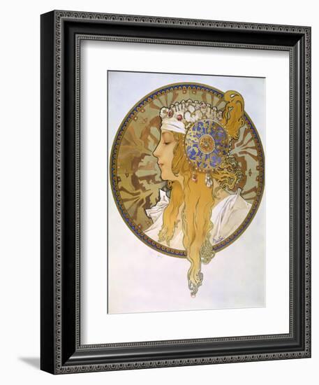 Medaillon with Portrait of a Blond Woman, 1897-Alphonse Mucha-Framed Giclee Print