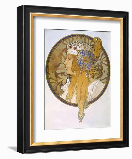 Medaillon with Portrait of a Blond Woman, 1897-Alphonse Mucha-Framed Giclee Print