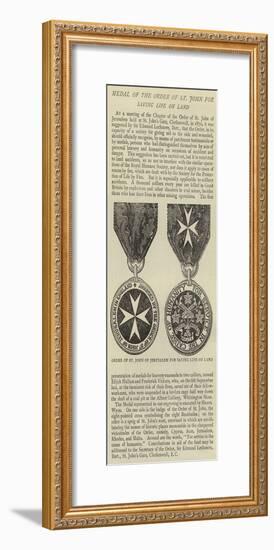 Medal of the Order of St John for Saving Life on Land-null-Framed Giclee Print