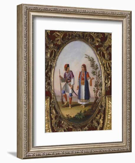 Medallion with Scene Depicting Traditional Dress from Campania, Italy-Raimondo Compagnini-Framed Giclee Print