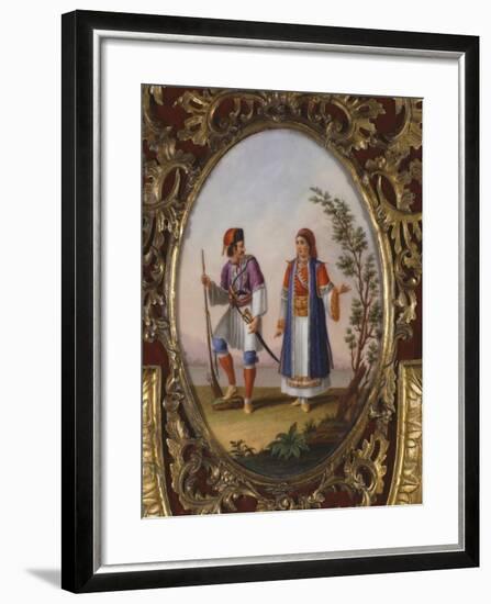 Medallion with Scene Depicting Traditional Dress from Campania, Italy-Raimondo Compagnini-Framed Giclee Print